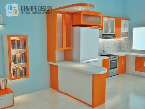 kitchen set minimalis warna orange malang